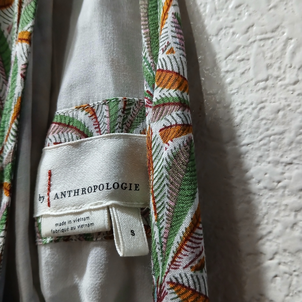 Anthropologie Tropical Leaf Print dress